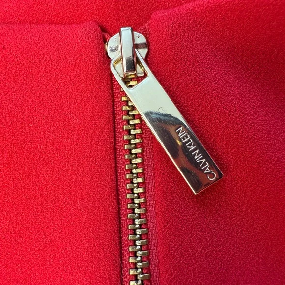 Calvin Klein Women's Fit & Flare Belted
A-Line Bright Red Midi Dress Size 2 - Picture 5 of 9